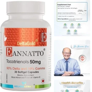 Eannatto Tocotrienols Deltagold Vitamin E Supplements Softgels, Tocopherol Free, - Picture 1 of 9