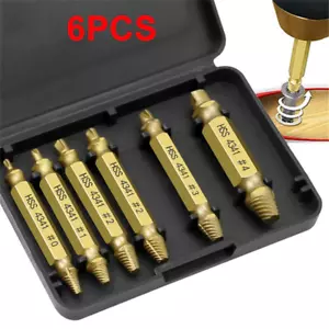 6pcs Damaged Screw Extractor Speed Out Drill Bits Tool Double Side Durable Broke - Imagen 1 de 1