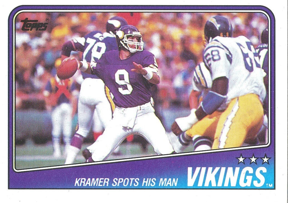 1988 TOPPS Tommy Kramer VIKINGS Rice Owls - Image 1 of 1