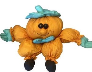 Vintage Nylon Halloween Pumpkin Plush Stuffed Animal Weighted Parachute - Picture 1 of 5