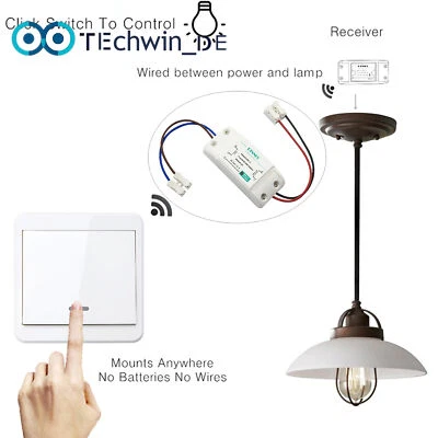 Wireless Light Switch RF Remote Control Receiver Wall Mounted Smart Home Tools - Image 1 of 4