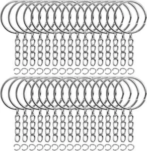 50PCS Bulk Keychains Set, Split Keychains Rings with Chain 1 inch, Key Rings, - Picture 1 of 4
