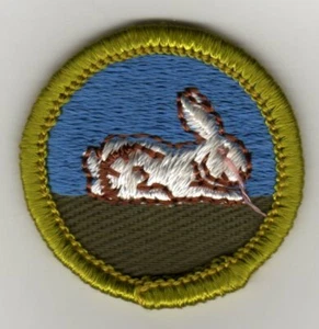 Rabbit Raising Merit Badge, Type F Rolled Edge Khaki Twill (1961-68), Mint! - Picture 1 of 1
