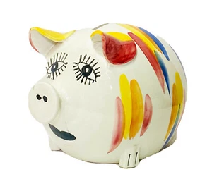 Large Multi Colored Ceramic Lady Piggy Bank Money Bank Made in Italy - Picture 1 of 7