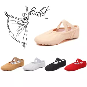 Zapatillas de ballet de baile para niñas y adultos con suela dividida rosa de lona zapatos elásticos - Imagen 1 de 17