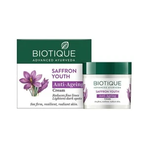 Biotique 100% Natural Herbal Saffron Anti Ageing Youth Dew Ageless Face Cream 50 - Picture 1 of 7