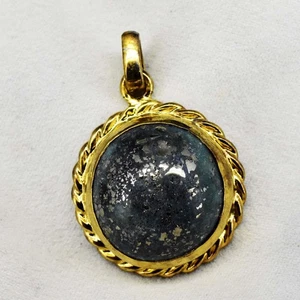 925 Sterling Silver 14.16 Gm Natural Arizona Turquoise Gold Plated Charm Pendant - Picture 1 of 6