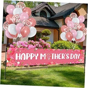 36 Pcs Happy Mother's Day Banner Decoration Set Large 8.2x1.5 ft Mother's Day - Picture 1 of 8