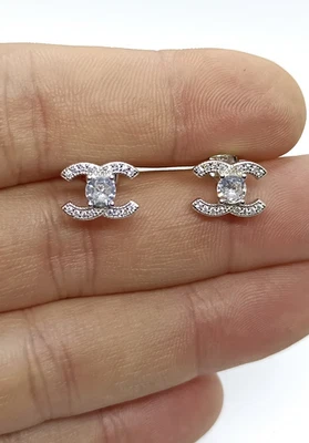 Orecchini donna argento 925  modello c zirconi bianchi - Immagine 1 di 4