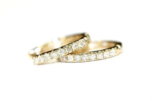 14K Yellow Gold Over Hoops Earrings 2.00Ct Round Lab Created Diamond - Picture 1 of 2