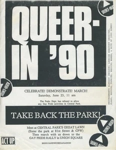 Vintage Queer in '90 "NYC Central Park" Gay Pride Rally Flyer - Picture 1 of 1