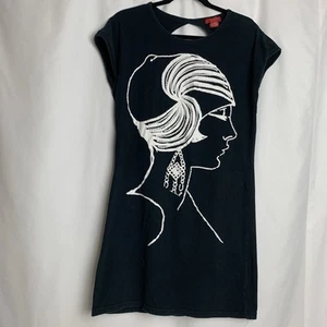 Scarlett Nite Cap Sleeve Dress Women Sz L Sequins Black Pre Owned Face - Picture 1 of 7