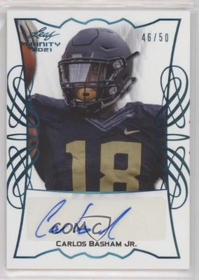 2021 Leaf Trinity Platinum Spectrum /50 Carlos Basham Jr #TPA-CBJ Rookie Auto RC - Image 1 of 2