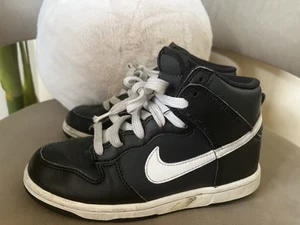 Nike Dunk Hi (PS) Little Kids Black White Shoes Size 1Y DH9753 001 Used - Picture 1 of 4