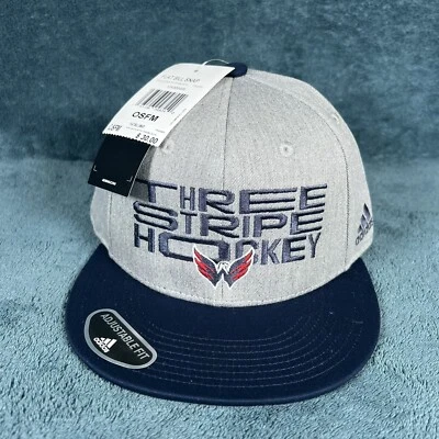 Washington Capitals Adidas Three Stripe Gray Snapback NHL Hockey Hat - Image 1 of 4