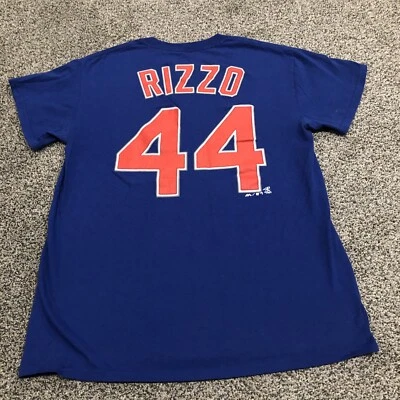 Anthony Rizzo Shirt Mens S Blue Chicago Cubs Emoji MLB Tee Majestic - Image 1 of 4