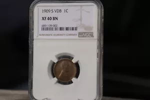 1909-S VDB Wheat Cent NGC XF40 - Picture 1 of 3