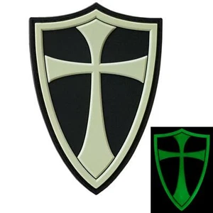 crusader cross shield PVC rubber glow dark infidel morale US Navy hook patch - Picture 1 of 5