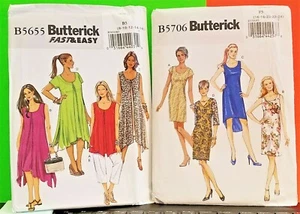Butterick B5655 B5706 Easy Fitted Flared Dress Pointed Drop Hem Schnittmuster - Bild 1 von 6