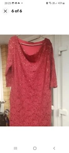 GRACE WINE BEADED LACE DRESS UK SIZE 24 EU52 US20 L41"' - Picture 1 of 5