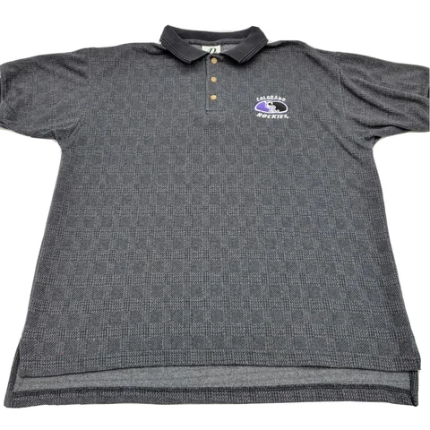 Vintage Dynasty Men's Large Black MLB Colorado Rockies Shorts Sleeve Polo Shirt Cover