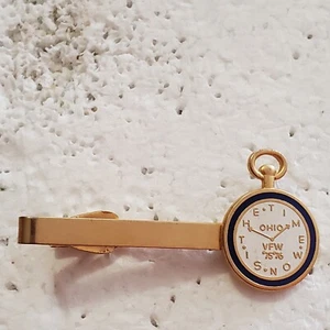 VTG VFW 1975-76 Ohio The Time is Now Pocket Watch Pin Tie Tac Clip Gold Toned - Picture 1 of 5