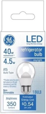 GE 93104415 LED A15 Appliance Refrigerator Daylight Light Bulb 4.5W 40W Equivlnt - Image 1 of 2