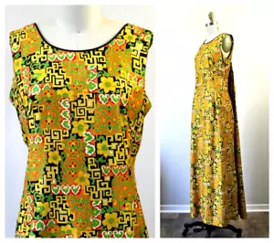 VTG 60's INDORABLES of CALIFORNIA MOD Empire Hostess Gown Hawaiian Dress - Picture 1 of 9