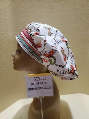 Grinch Whoville Christmas Women's Bouffant Surgical Scrub Hat/Cap Handmade - Image 1 of 4