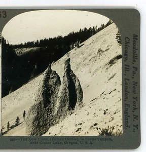 Lost Llaos (Diablos indios) Castillo Cañón Cráter Lago OR Keystone Stereoview 1900 - Imagen 1 de 4