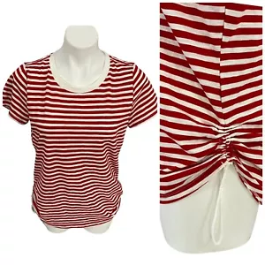 Top Liz Claiborne Mujer Mediano Náutico Rojo Rayas Costero Acanalado Deportivo Tejido - Imagen 1 de 16