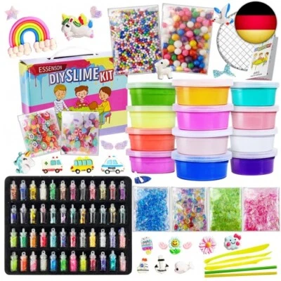ESSENSON DIY Slime Kit Schleim Selber Machen mit 12 Farben Crystal Slime, Glitter,