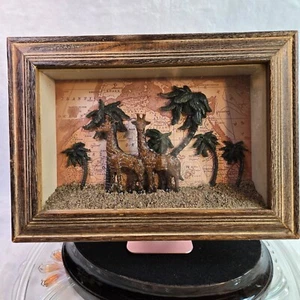 "Jirafa África Safari Decoración Caja de Sombras Arte de Pared Diorama 7.5""x10.5""" - Imagen 1 de 11
