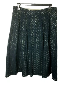 Boden Navy Blue Eyelet Skirt over Tan Lining SZ 12 - Picture 1 of 9