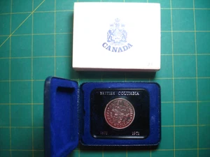 CANADÁ 1971 COLOMBIA BRITÁNICA CENTENARIO 1871-1971 PRUEBA COMO DÓLAR CON ESTUCHE DESLIZABLE - Imagen 1 de 5