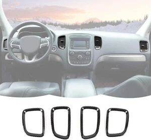 4PCS Carbon Fiber Dashboard Air Conditioner Vent Trim For Dodge Durango 2011-20 - Picture 1 of 11