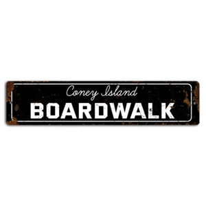 Coney Island Boardwalk Rustic Street Sign - 18x4 Inch Vintage Metal Decor - Picture 1 of 1