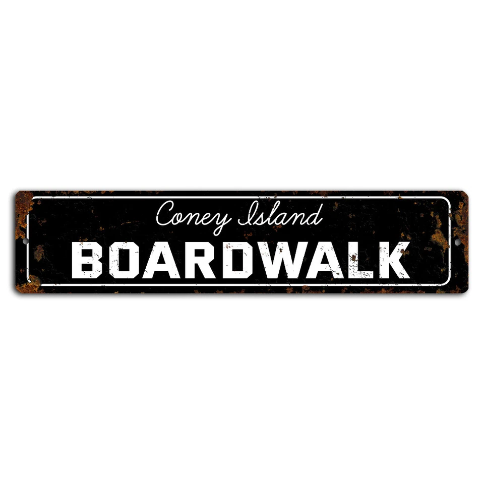 Coney Island Boardwalk Rustic Street Sign - 18x4 Inch Vintage Metal Decor - Image 1 of 1