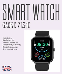 Fitness Smart Watch ZL54C Tracker Iphone Android Heart Rate & More UK - Picture 1 of 8