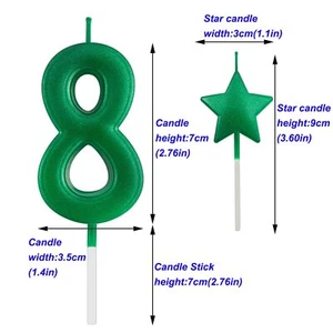 2.75in Green Number 8 Birthday Candles Glitter Green Happy Birthday Cake Cupcake - Picture 1 of 7