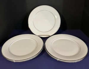 (5) Vtg Noritake Regency #2219 Salad Plates White w/ Platinum Trim 8 1/4” - Picture 1 of 4