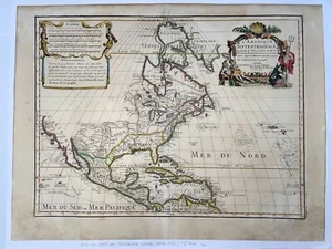 NORTH AMERICA 1700 (1708) G. DELISLE UNUSUAL LARGE ANTIQUE MAP 18TH CENTURY - Picture 1 of 13
