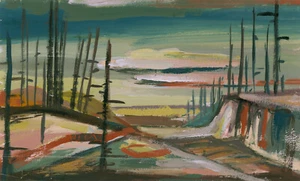 Schütt, Franz-Theodor(1908 Berlin-1990 Wiesbaden) „Landschaft mit dürren Bäumen" - Bild 1 von 6