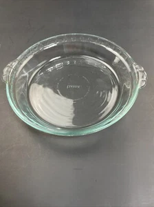 Pyrex 9.5"/24 cm Pie Plate Fluted with Side Handles #229 Clear Heavy Glass - Picture 1 of 8