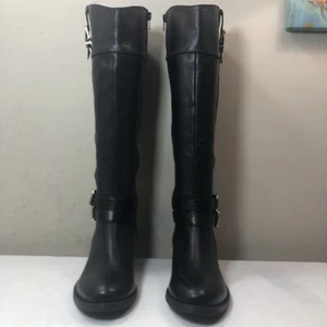 NEW International Concepts Women’s Frankll Riding Boots Black Leather Zip 6.5 M - Picture 1 of 12
