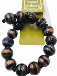 Black And Gold Lampwork Beads 10mm 16 Piece - Picture 1 of 1