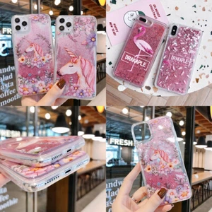Unicorn Flamingo Liquid Glitter Case Cover For iPhone 14 Pro Max 13 12 11 7 8 SE - Picture 1 of 28