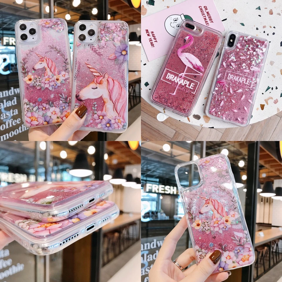 Unicorn Flamingo Liquid Glitter Case Cover For iPhone 14 Pro Max 13 12 11 7 8 SE - Image 1 of 4