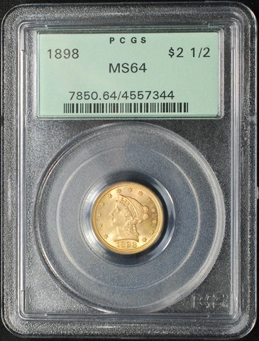 1898 $2 1/2 LIBERTY HEAD GOLD QUARTER EAGLE, PCGS/OGH MS64 Cover