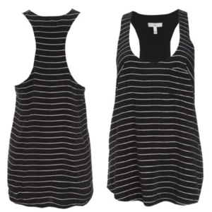 Joie Damen schwarz silber Drew C Mini-Streifen Tank Top Cami Gr. M - Bild 1 von 12